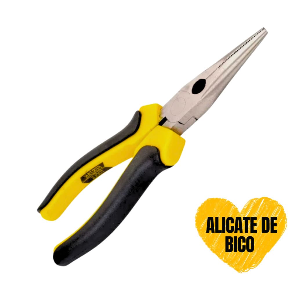 Alicate Bico Fino Longo Meia Cana 6 Polegadas Multiuso Profissional Indicado Para Prender, Dobrar, Puxar, Cortar