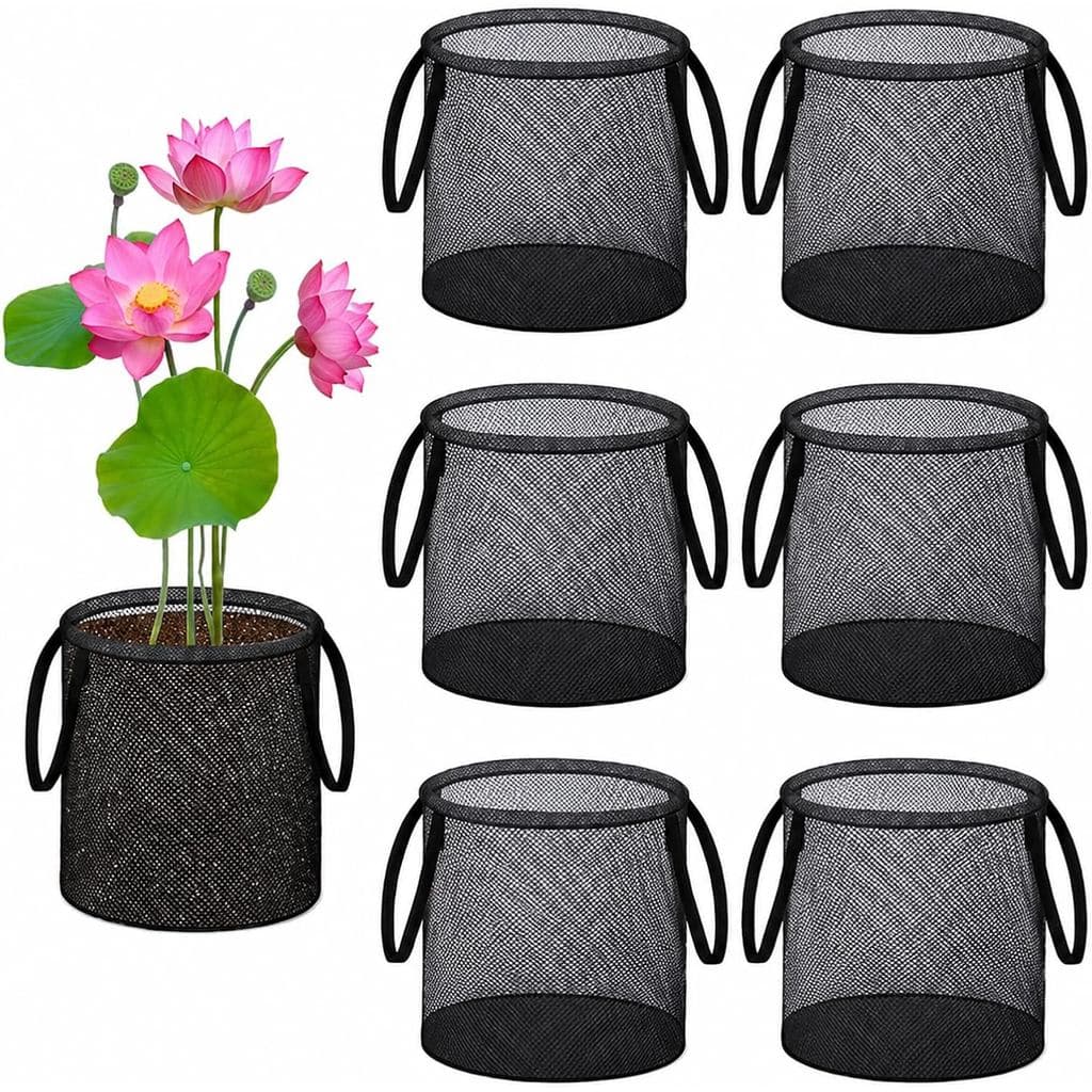6 Sacos para Plantio em Lago, Vaso de Malha para Lírios Aquáticos com Alças, Vasos Reutilizáveis para Plantas Aquáticas,