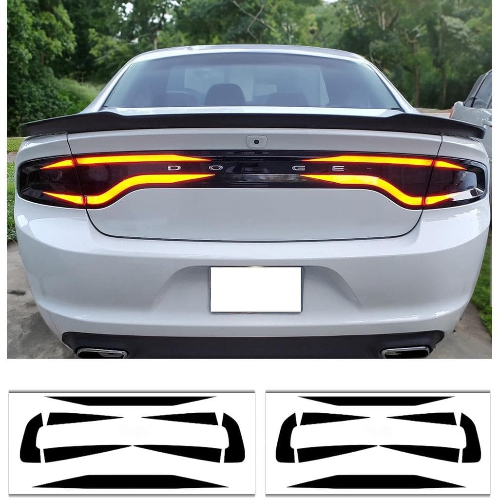 Xinghe para Dodge Charger 2015-2024, Adesivo de Vinil para Luz Traseira com Design de Pista de Corrida, Preto Brilhante,