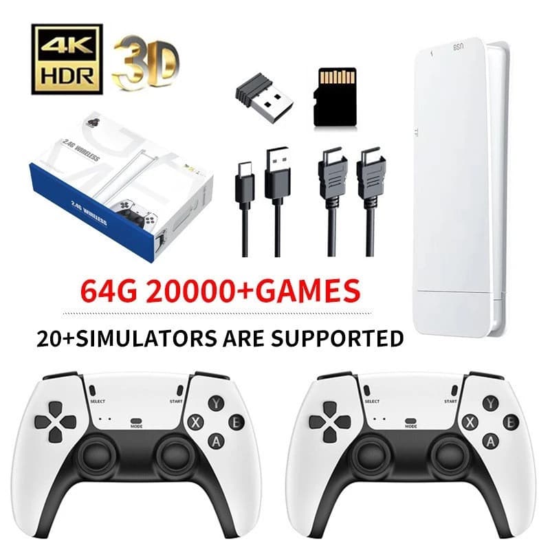 GameStick Retrô M15 PRO 4K Lançamento 64GB 20 mil Jogos Retrô Clássicos 2 Controles Sem Fio
