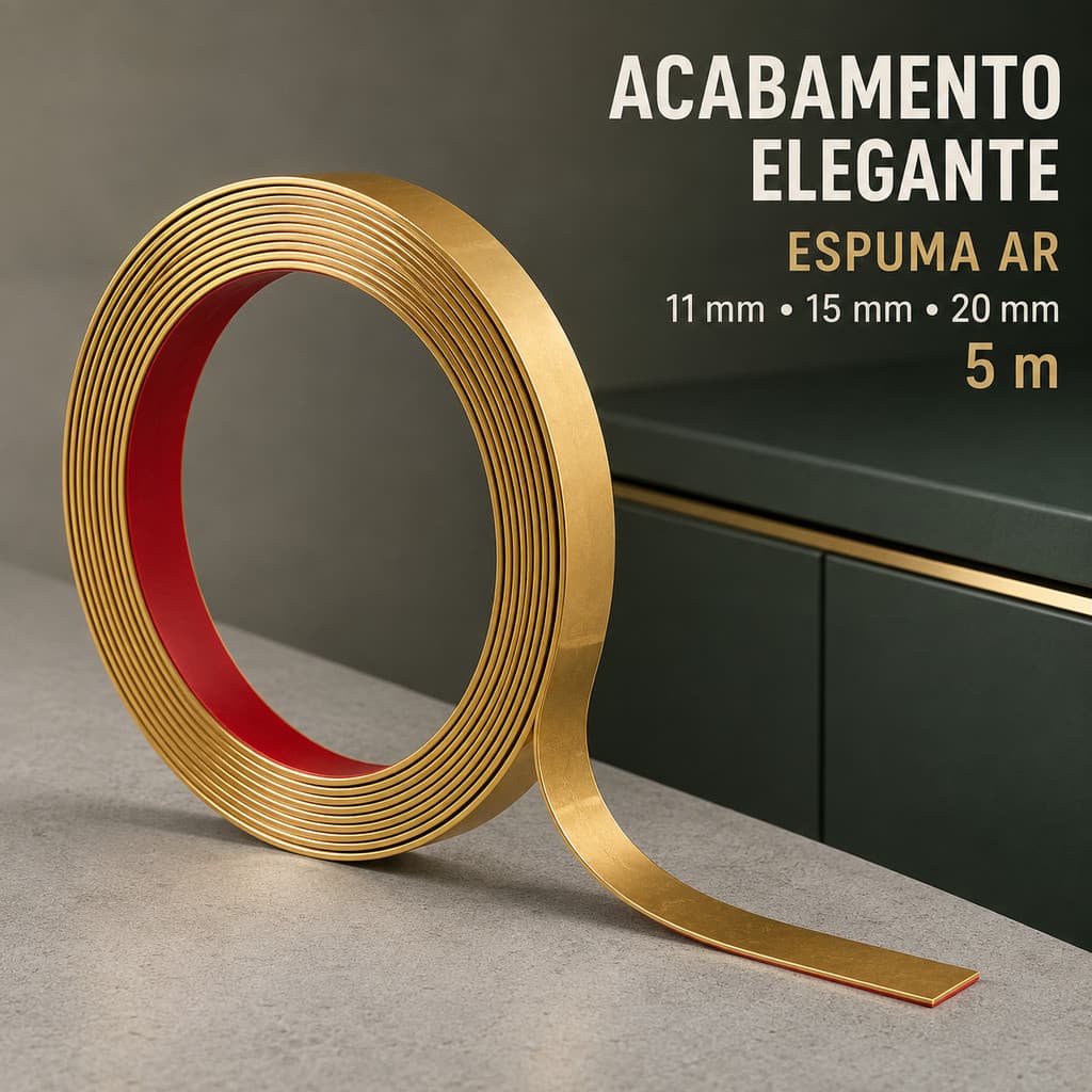 Fita Adesiva Metalizada Dourada para Decoração, Recorte Fácil e Aplicação em Diversas Superfícies