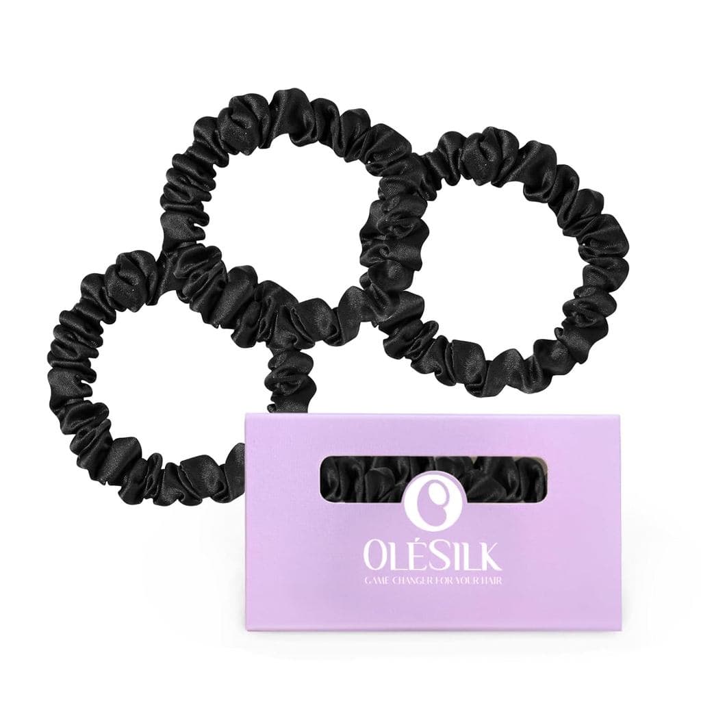 OLESILK Elásticos de Cabelo 100% Seda de Amora, Sem Danos, para Mulheres, Pacote com 3 |   Não puxa os cabelos, não caus