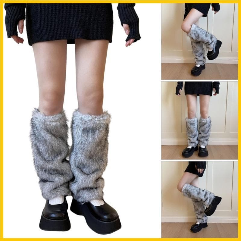 Punhos Elásticos Pelúcia Térmica Perna Capa Feminina Acessório Inverno Aquecedor Para Esqui Escritório Wear
