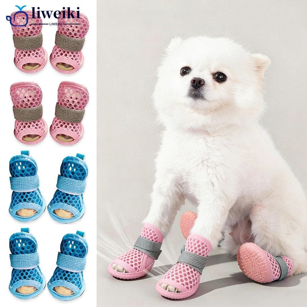 LIWEIKI Sandálias De Malha Respirável Para Cães Pequenos Sapatos De Verão Animais De Estimação Com Sola Elástica Antider