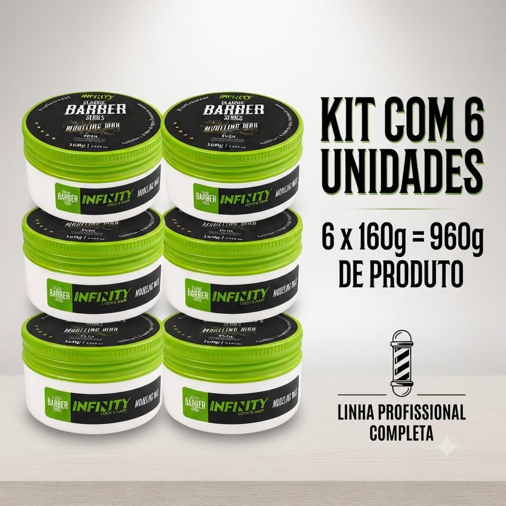 Kit 6 Pomada Barber Efeito Teia Infinity 160g - Envio 24h