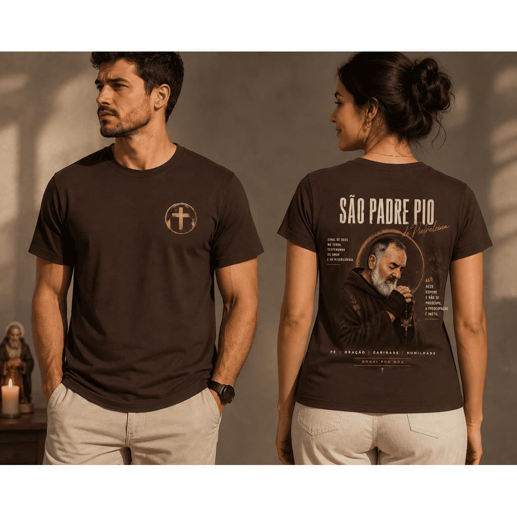 🙏 Camiseta São Padre Pio de Pietrelcina – Fé, Oração e  Devoção 🙏