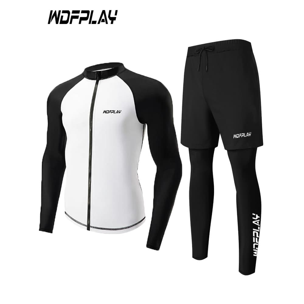 WDFPLAY Fato de mergulho masculino dividido, protetor solar de manga comprida, secagem rápida, mergulho profissional, su