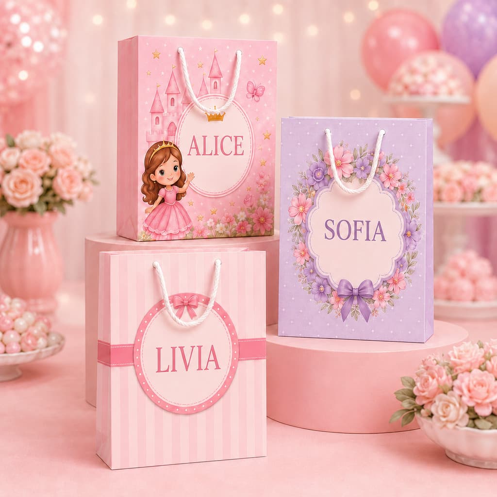 Sacolinha SURPRESA para festa M personalizada - FAZEMOS TODOS OS TEMAS Pegue e Monte