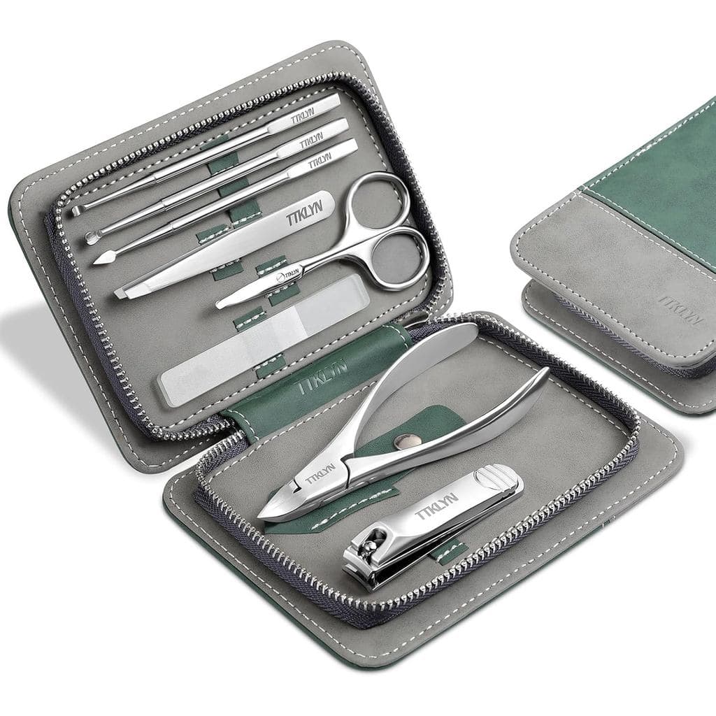 Kit de Manicure para Mulheres, Kit de Unhas em Aço Inoxidável com Estojo de Couro PU, Ferramentas de Pedicure de Precisã