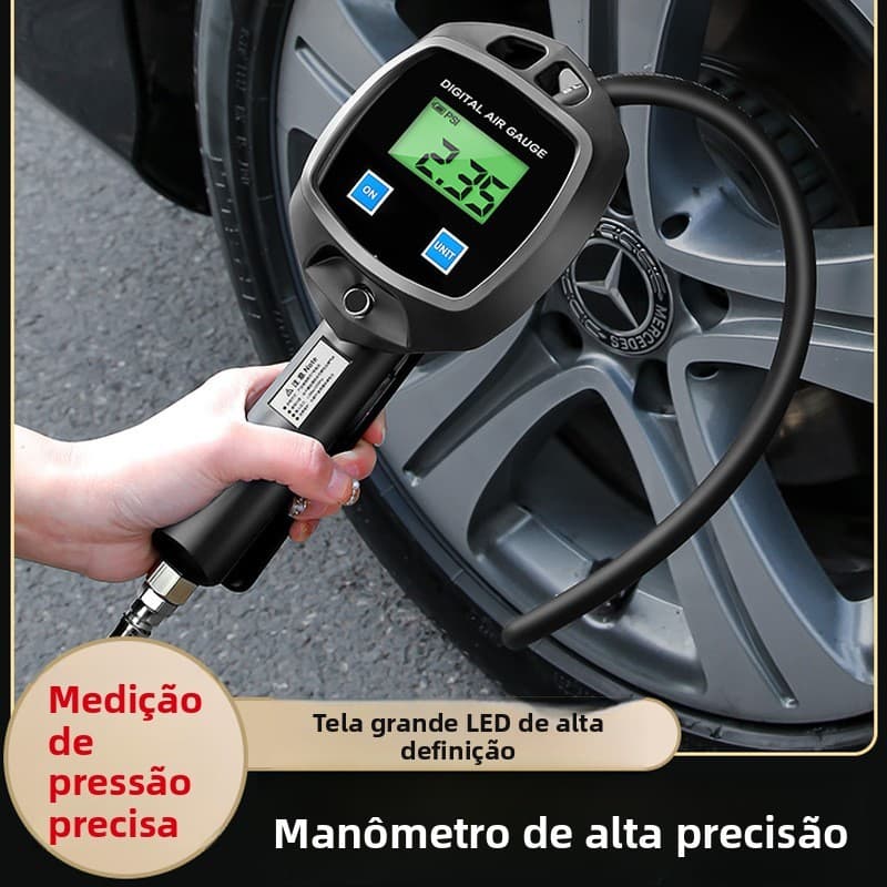 Medidor de pressão de Metal para inflação de pneus de carro, alta precisão, inflação digital, pistola de pressão de pneu