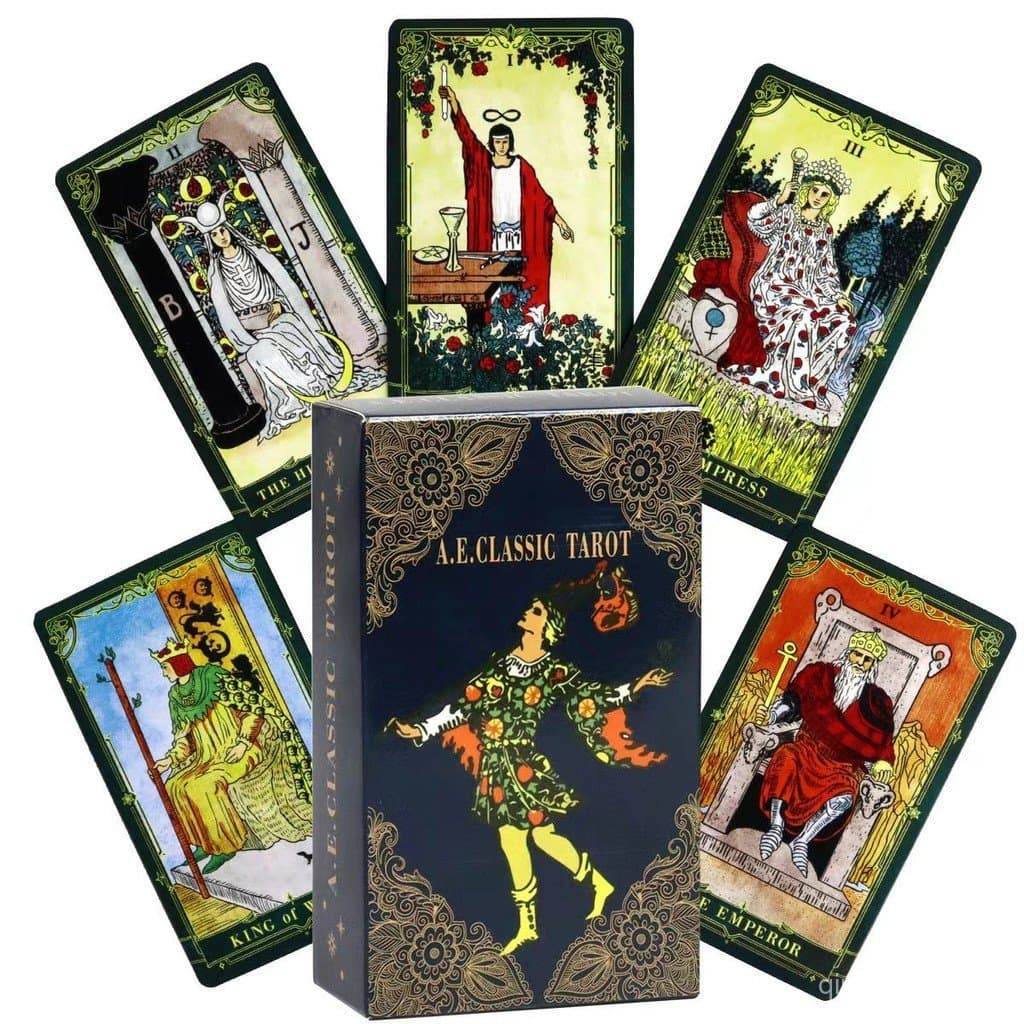 Cartas de Tarot com Bordas Coloridas e Livro de Instruções, Série Clássica Waite, Tarot Waite Clássico em Inglês 7.21 4D