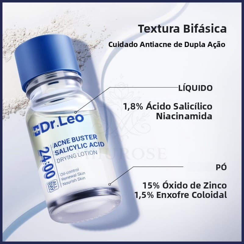 DrLeo Sérum de Tratamento para Acne com Ácido Salicílico 10ml reduz marcas de acne, ilumina o tom da pele, controla a ol
