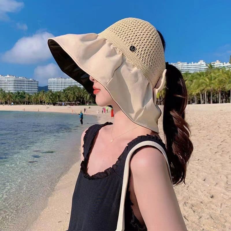 Novo estilo europeu americano chapéu feminino verão chapéu de sol aba grande Anti-ultravioleta balde chapéu de vinil ver