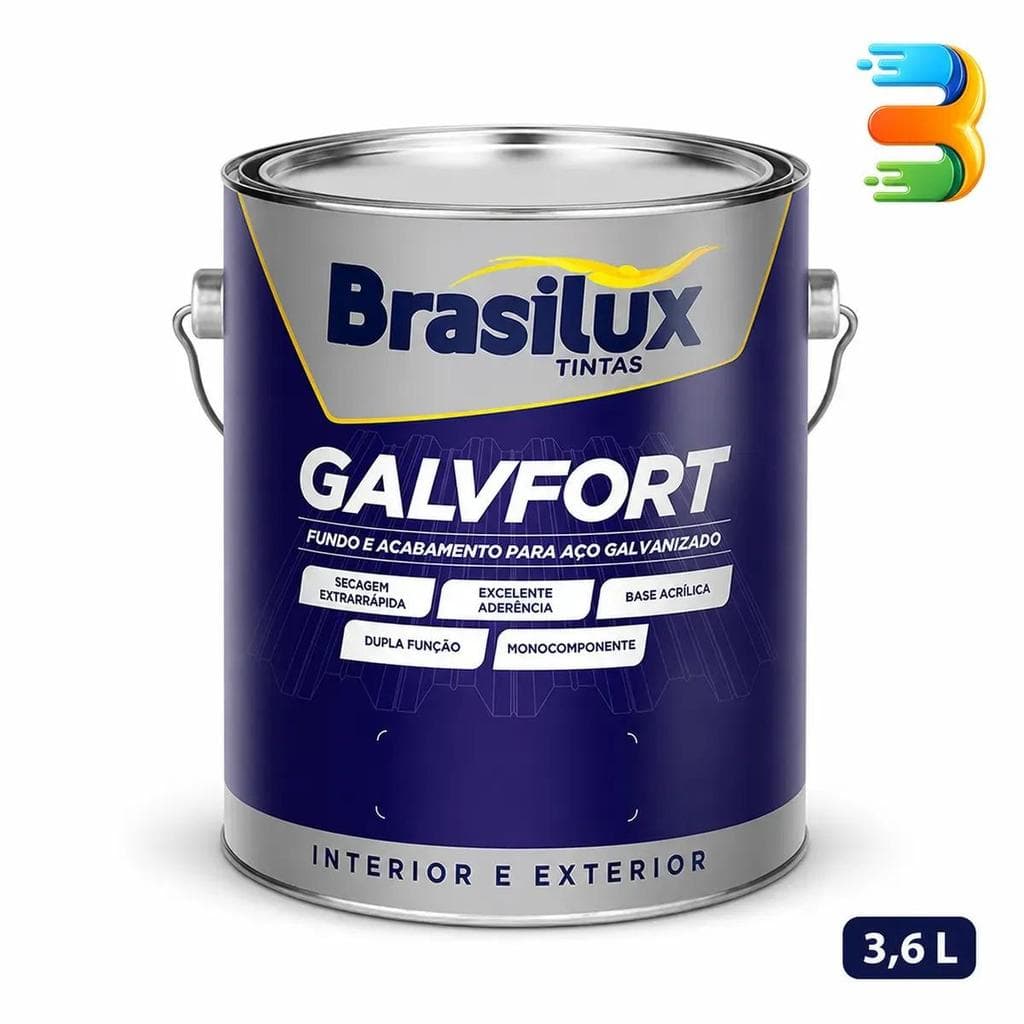 Tinta Galvifort Brasilux Para Acabamento Aço Galvonizado 3,6 L Cor Branco Puro