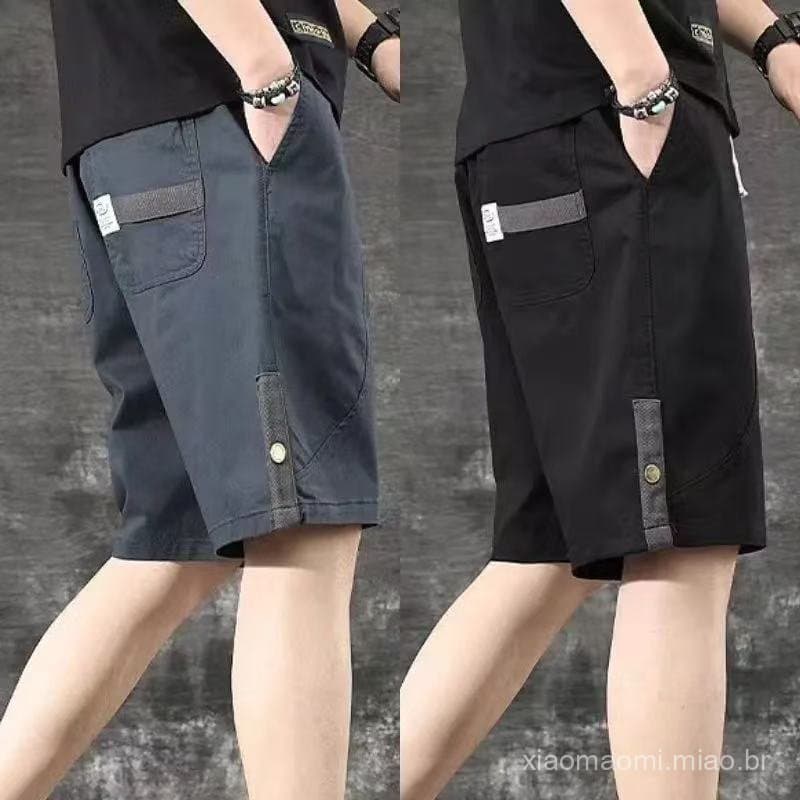 Bermudas cargo masculinas finas de verão, estilo vintage americano, bermudas masculinas até o joelho, bermudas casuais s