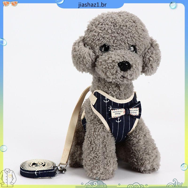 Coleira para cães pequenos, coleira para cães e gatos, estilo colete, peito, pelúcia, Bichon, coleira para caminhada