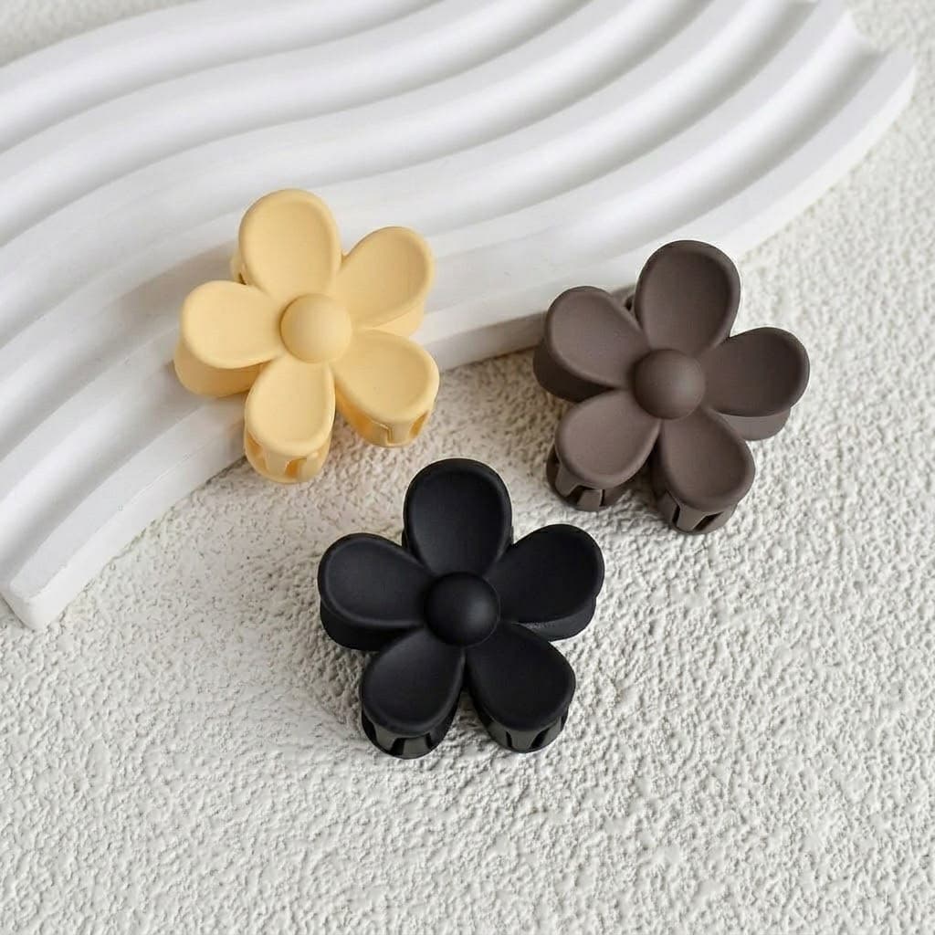 Kit 3 Mini Presilha De Cabelo de Flor Fosca Piranha Garra 3,8cm