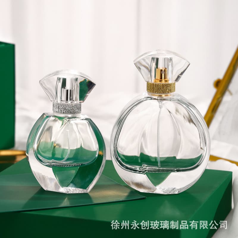 Frasco de perfume recarregável de vidro transparente de 50ml, frasco portátil com pulverizador de névoa fina, frasco vaz