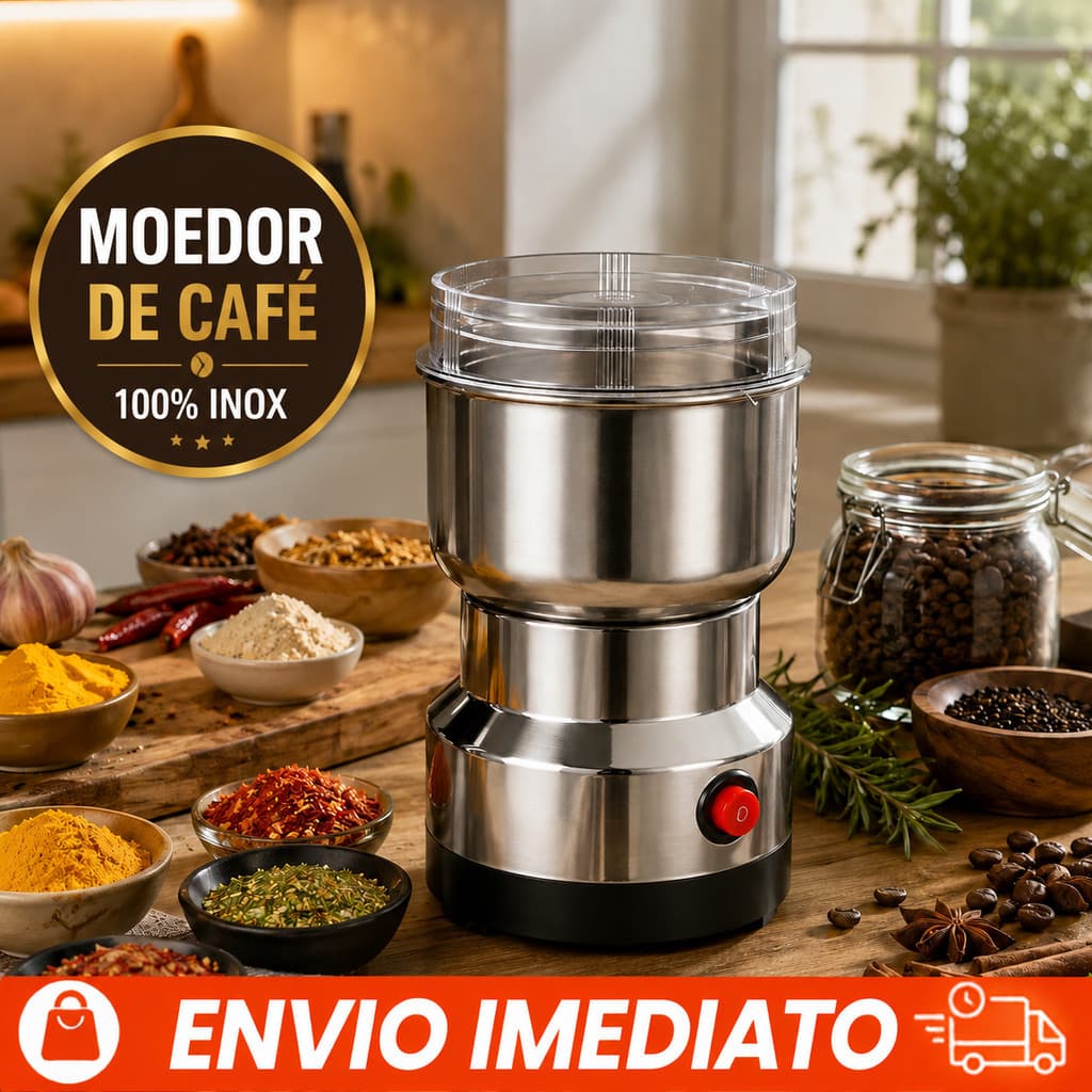 Moedor de Café Elétrico 200W Inox Moedor de Grãos Temperos Pimenta Cereais Portáti