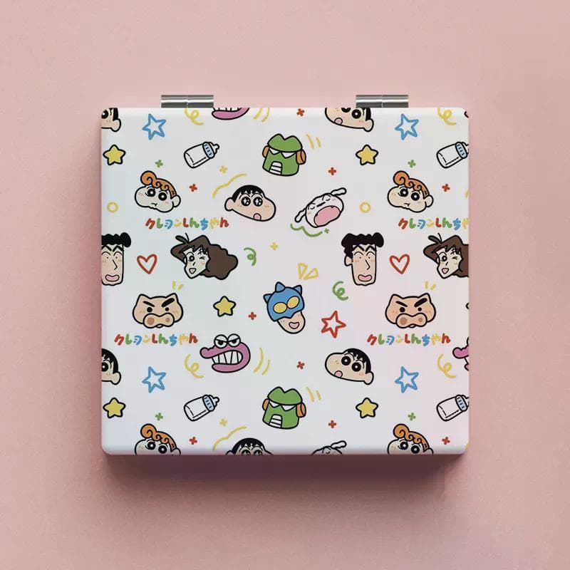 Novo espelho Crayon Shin-Chan bonito espelho de maquiagem estudante portátil dobrável espelho dupla face padrão espelho