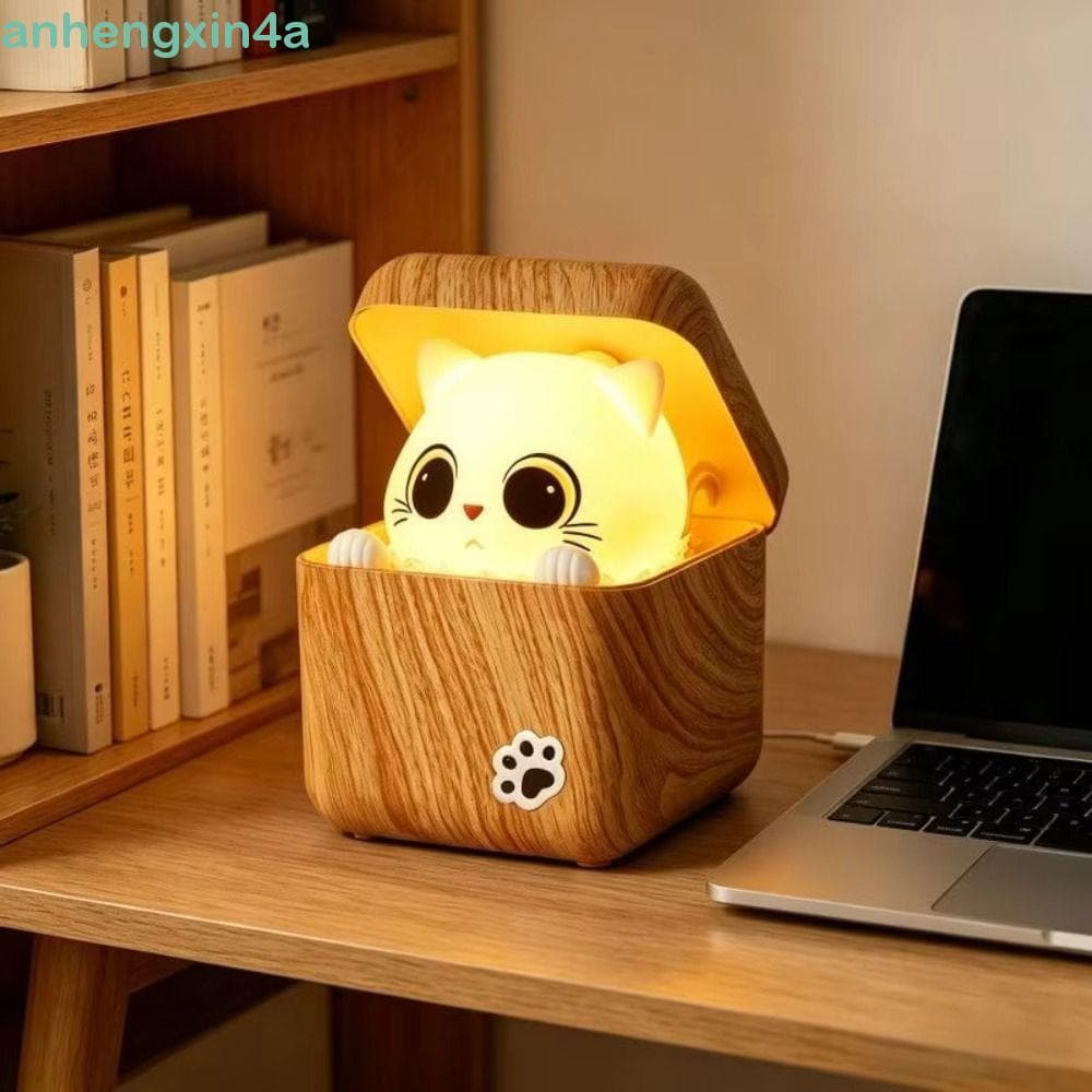 ANHENGXIN Cat Night Light , Lâmpada De Mesa Inteligente Ativada Por Voz Com 3 Modos De Cor , Luz LED Para 36v/1000mAh 30