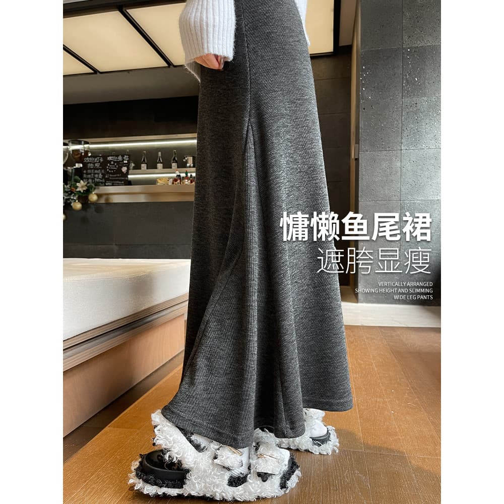 Cinza nádegas Fishtail saia feminina outono inverno 2026 novo estilo elegante All-Match cobrindo virilha mais magro olha