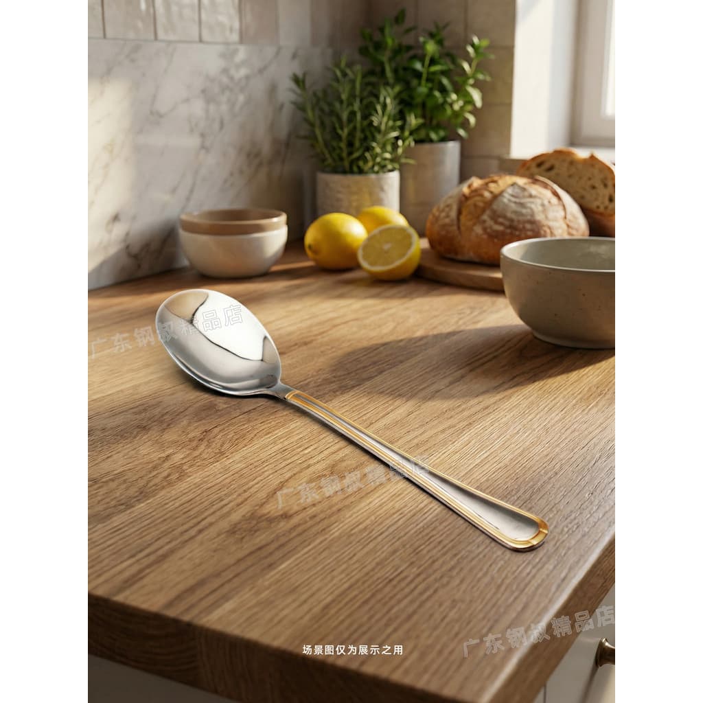 Colher de comida ocidental importada Original de aço inoxidável Colher de comida principal 18-10 Big Yuan Mais Colher de