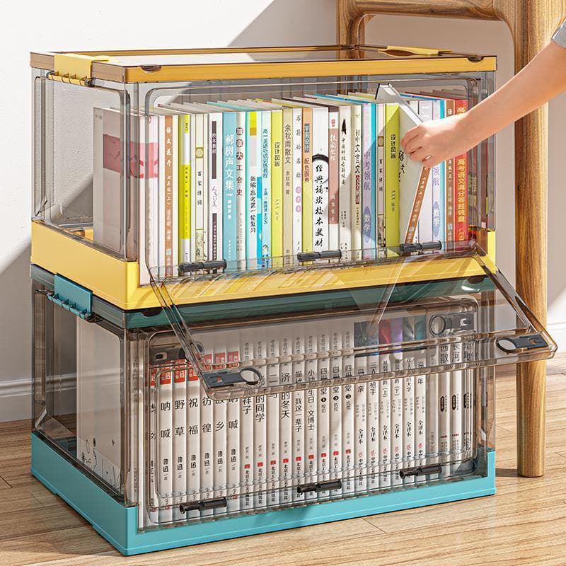 Transparente transparente caixa de armazenamento de livros dobrável caixa de livro doméstico caixa organizador caixa de