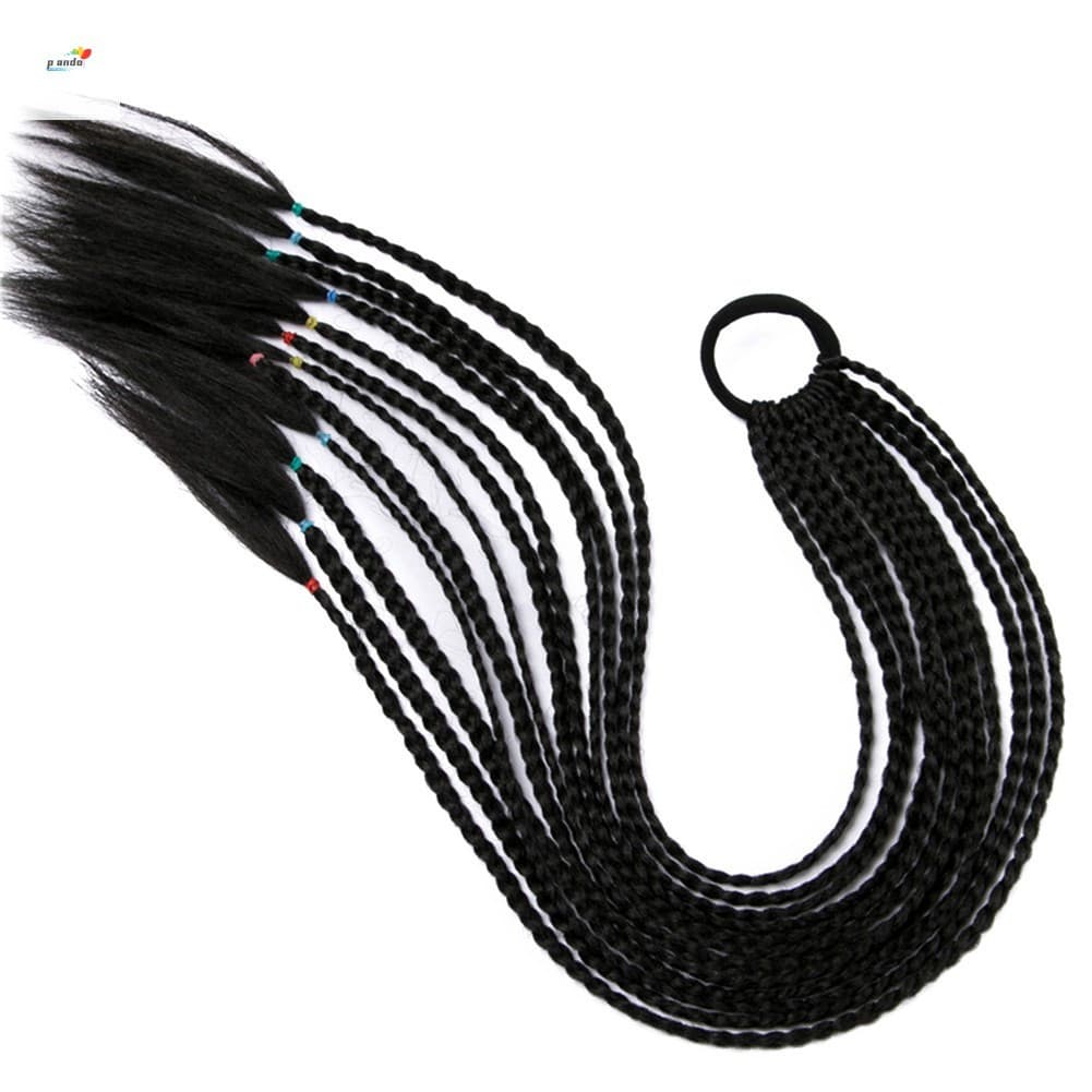 Peruca Trançada Com Dreadlocks Longos Para Mulheres Estilo Étnico Cor Gradiente Rabo De Cavalo Duplo