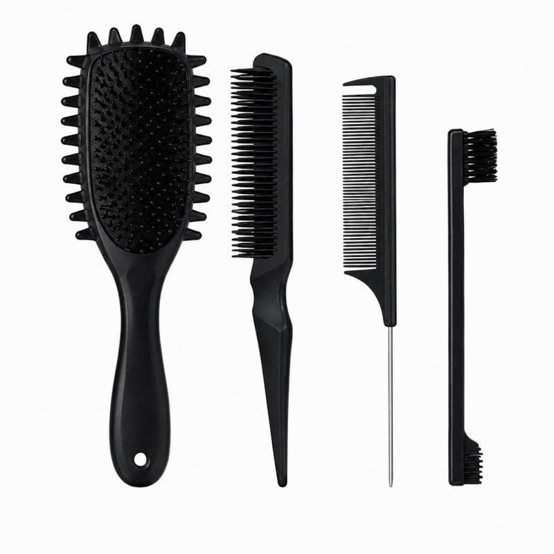 Kit Fitagem Poderosa para Cachos Bem Definidos com Escova e Pentes para Cuidado com o Cabelo