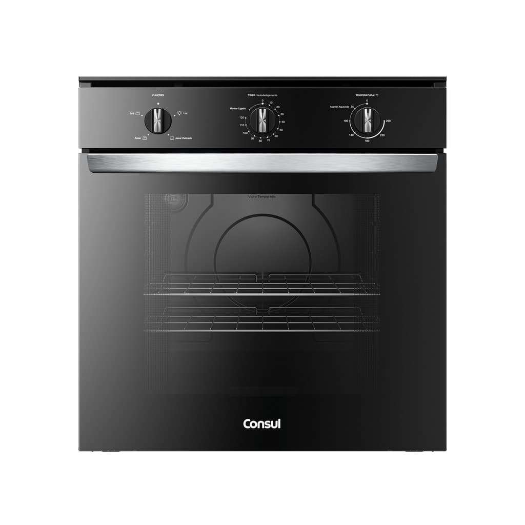 Forno de Embutir Elétrico Consul 84 Litros Preto com Timer Autodesligamento e Grill - COB84BE