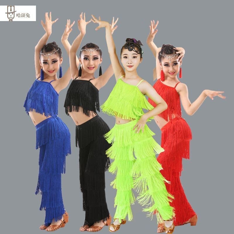 Crianças crianças vestido de dança latina crianças desempenho meninas crianças competição conjunto vestido de dança 8.18
