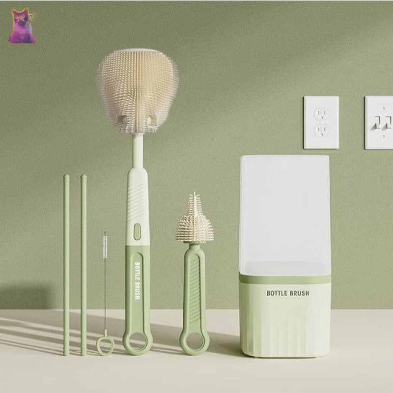 Conjunto De Escova De Mamadeira De Silicone 6 Em 1 Com Rack De Drenagem-Escovas Portáteis De Limpeza Para Viagem