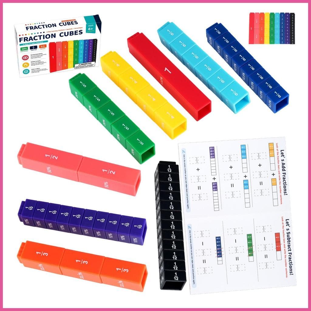 Manipuladores De Frações 51 Peças Colorido Portátil Aprendizagem Brinquedo Manipulativos Matemáticas Para Família openal