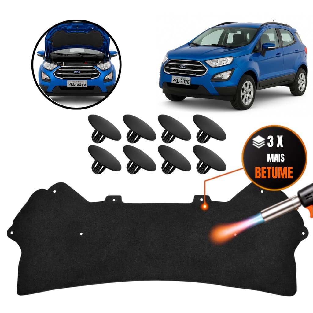 Kit Manta Acústica Forração Do Capô E Presilha Ecosport 2013 2014 2015 2016
