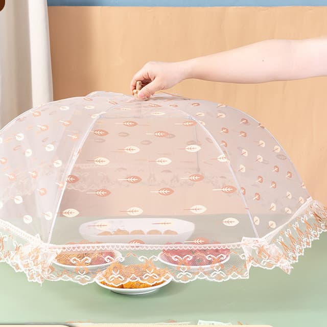 Novo estilo capa de mesa de jantar em casa capa de sobras de renda dobrável comida comida capa de mesa doméstica redonda