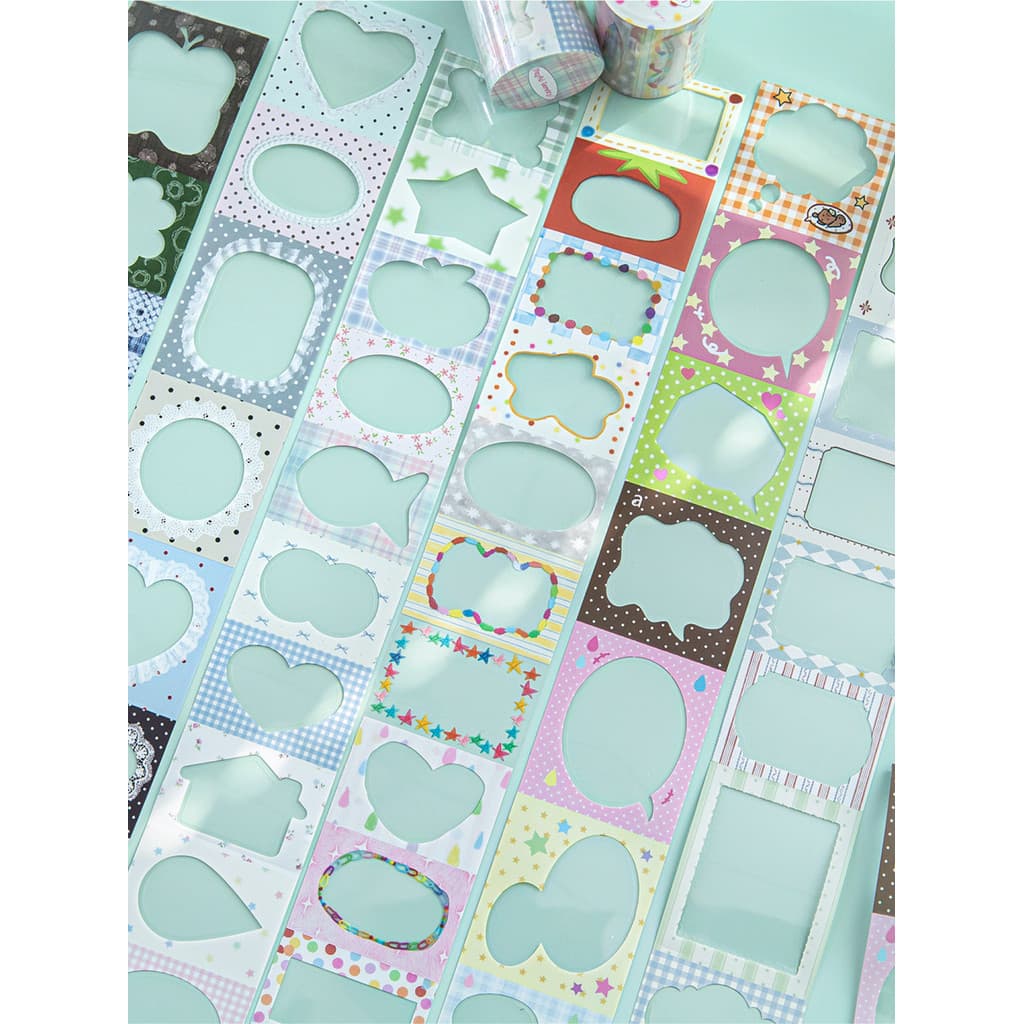 Conjunto de moldura de doces colorida série borda cortada fita PET bonito adesivos frescos estrela perseguindo manual Go