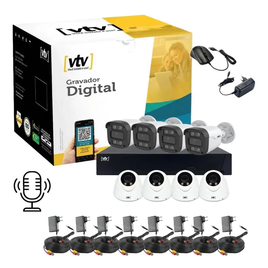 Kit Dvr 5mn  16ch + 4 Dome Full Color + 4 Bullet Full Color