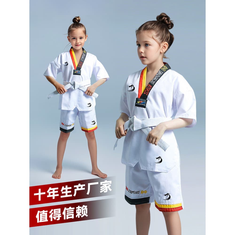 Taekwondo roupas de manga curta roupas de treinamento das crianças iniciante das mulheres dos homens respirável verão fi