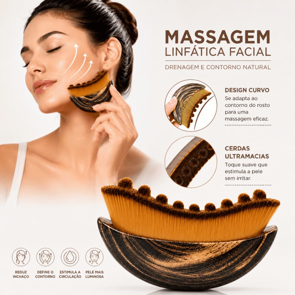 Escova Facial Para Drenagem Linfática Massageadora Reduz Papada Contorno Facial Efeito Lifting