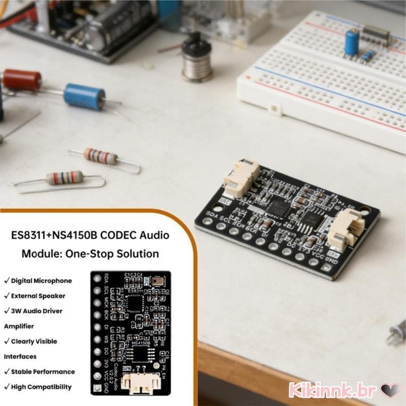 Módulo Som ES8311 + NS4150B Amplificador 3W 10Pin 2 54Mm I2S I2C Integrado