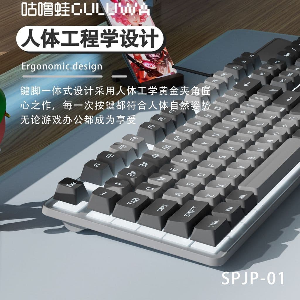 Novo jogo luminoso iluminação moda Tablet teclado mecânico sem fio branco de alto valor com Mouse sem fio mudo escritóri