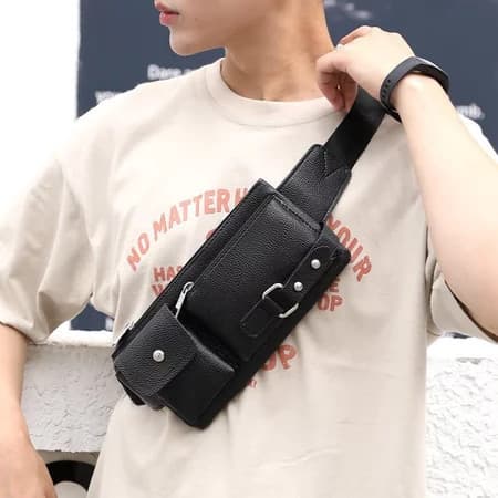 Bolsa De Peito Crossbody Masculina – Cintura Impermeável E Mochila Tipo Estilingue Conversível