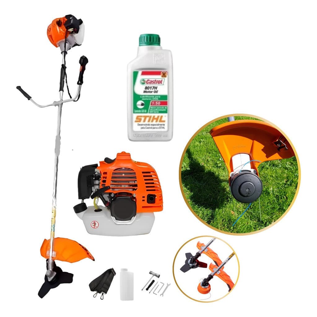 Roçadeira Aparador De Grama Cortador Nakasaki 65CC 3,4HP 2 Tempos a Gasolina – Profissional e Potente
