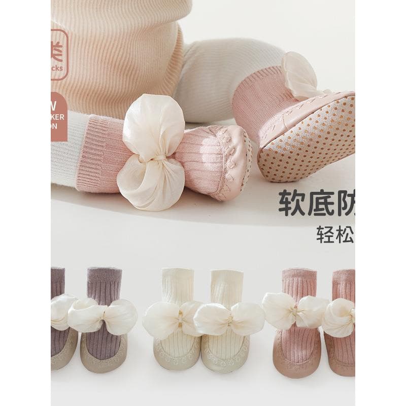 Mês inteiro vestido sapatos meias primavera outono novos produtos bebê menina estilo coreano princesa algodão chão meias