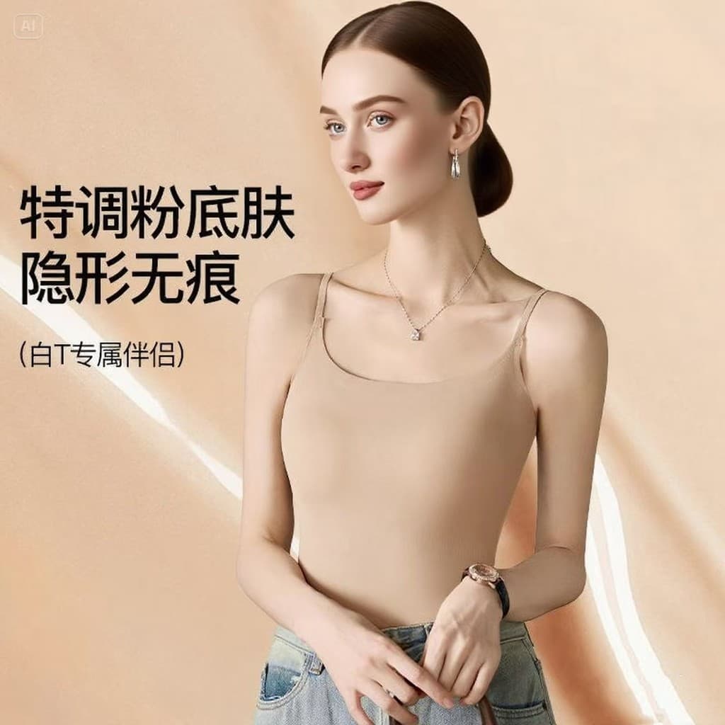 Base líquida camisola feminina verão estilo fino almofada no peito interno sutiã integrado invisível bonito volta roupa