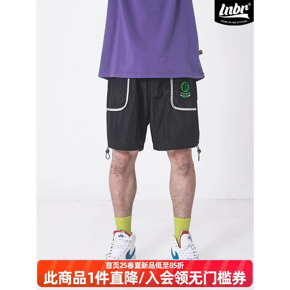 LNBR urso elétrico novo produto 2021SS preto cordão Casual Shorts masculino Street Wear solto esportes calças de cinco p