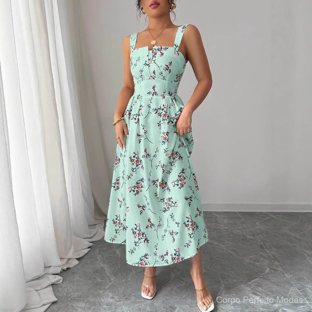 Pronto estoque Transporte rápido novo vestido francês Cross-Border verão estilingue cintura estreita feminino Casual via