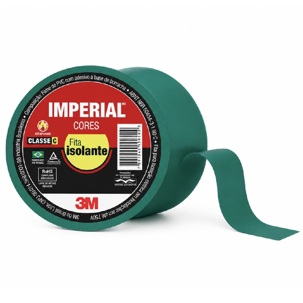 Fita Isolante Imperial Verde 3M 18mm X 10m
