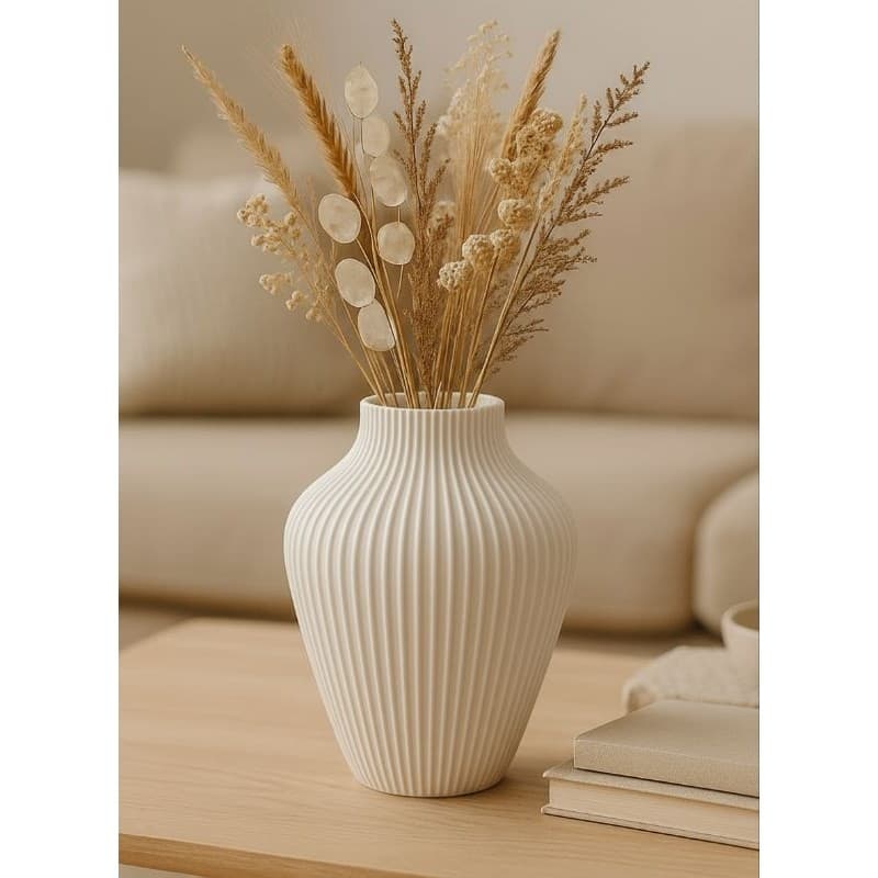 Vaso Decorativo Canelado Moderno Decoração Minimalista Sala Quarto